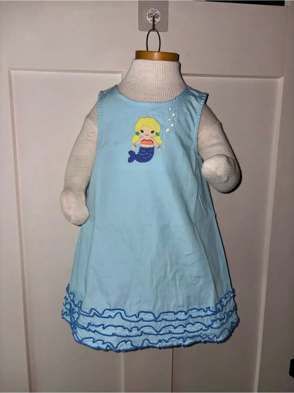 Gymboree Mermaid Magic Blue Cotton Sundress with Hat Set 18-24 mths Ruffle EUC